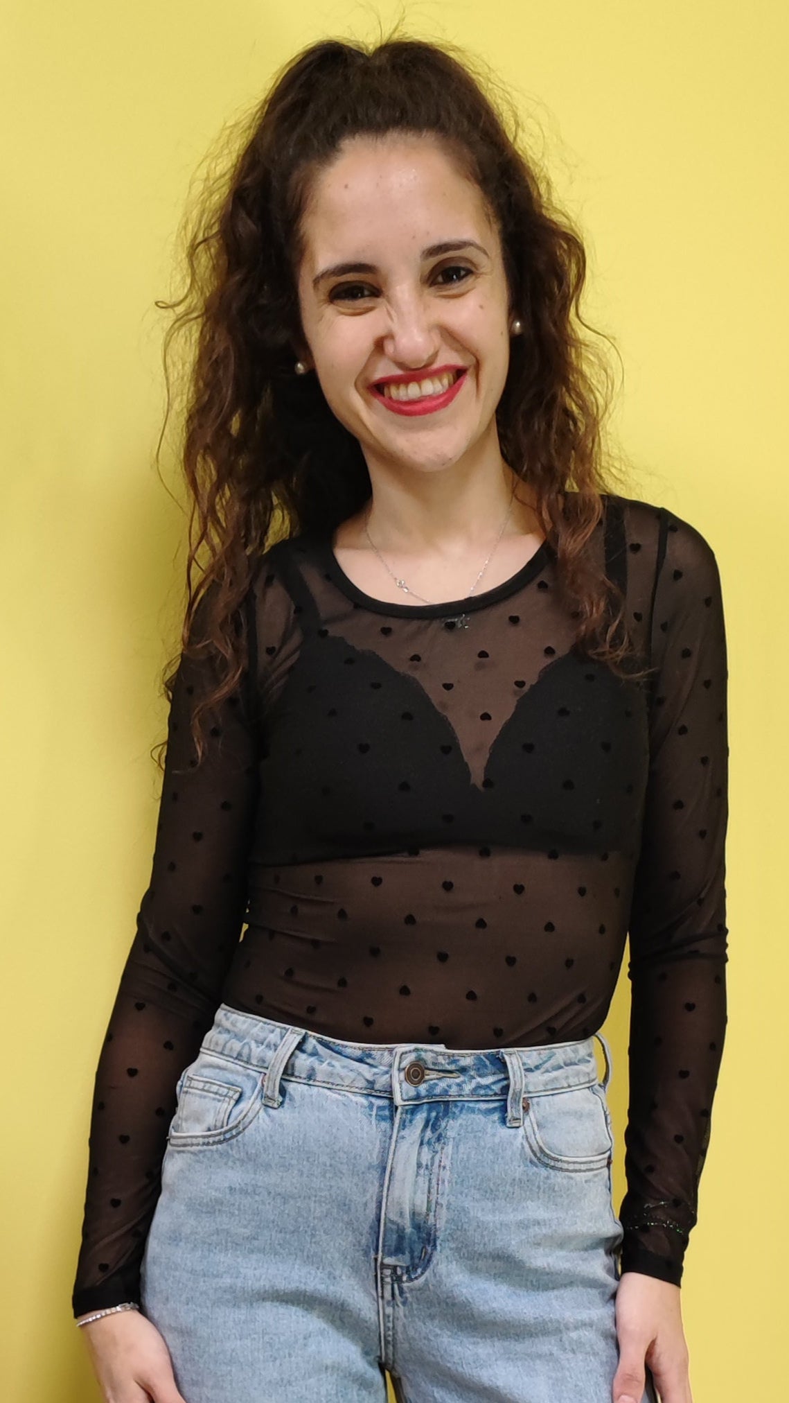 Maglietta semitrasparente cuoricini