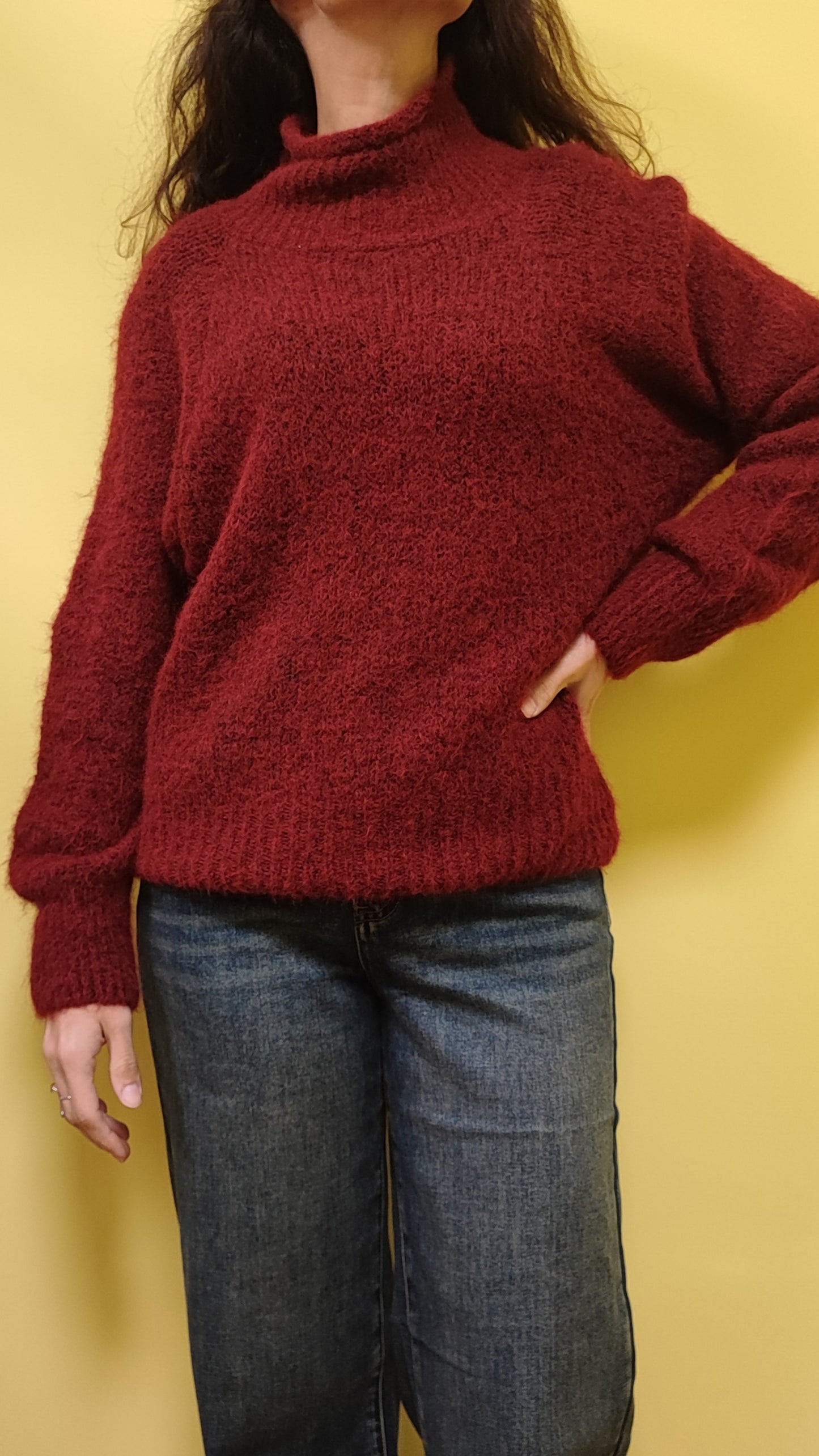 Maglione mezzo collo bordeaux