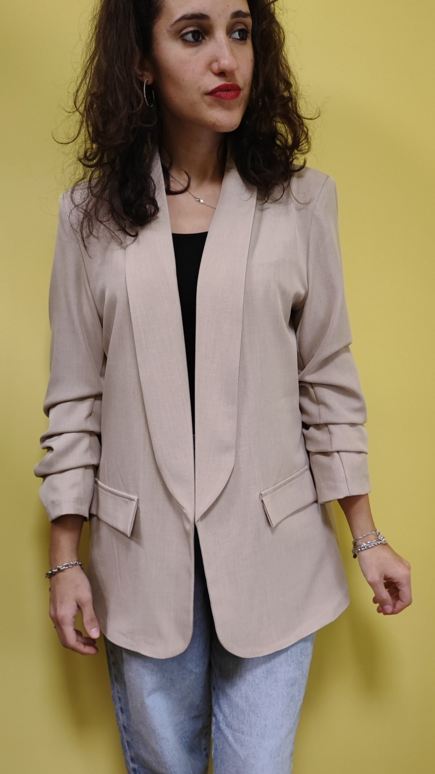 Blazer manica arricciata