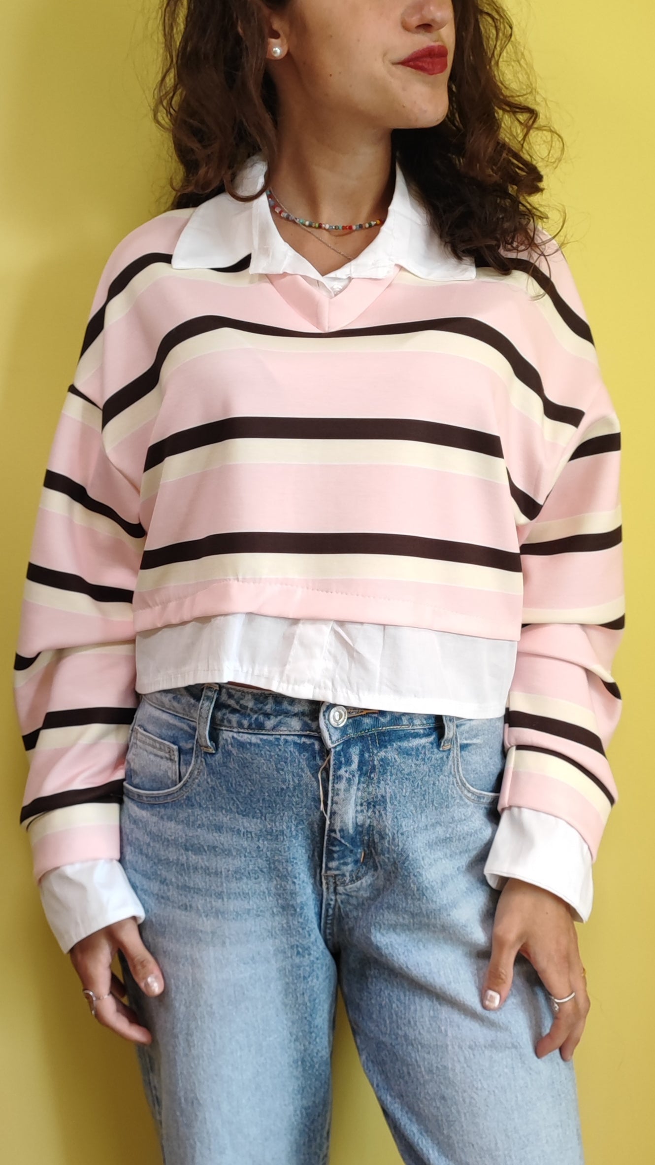 Maglia effetto camicia
