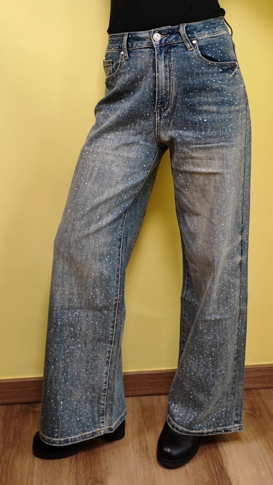Jeans palazzo brillantini