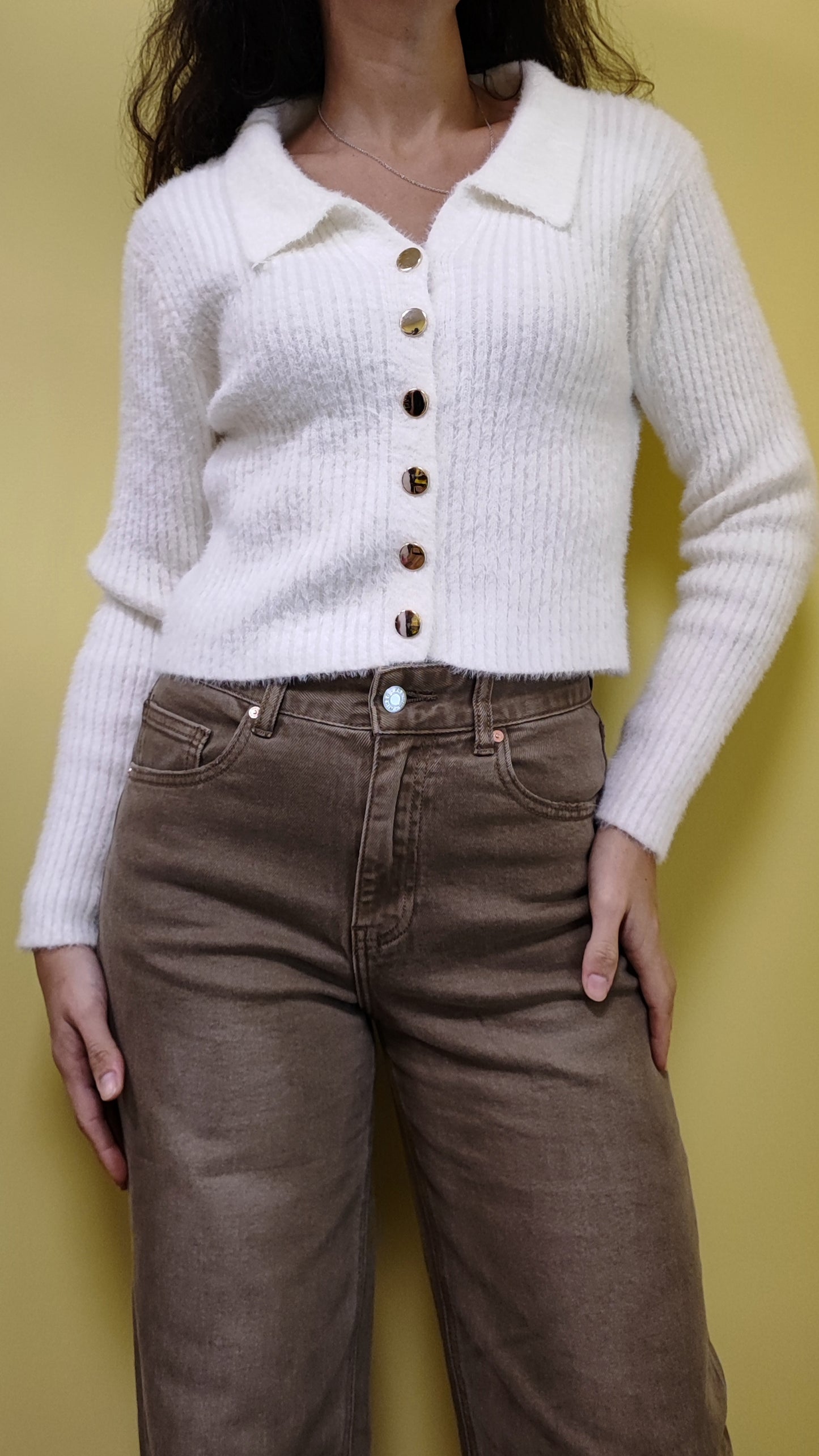 Maglione/giacchina peloso bianco