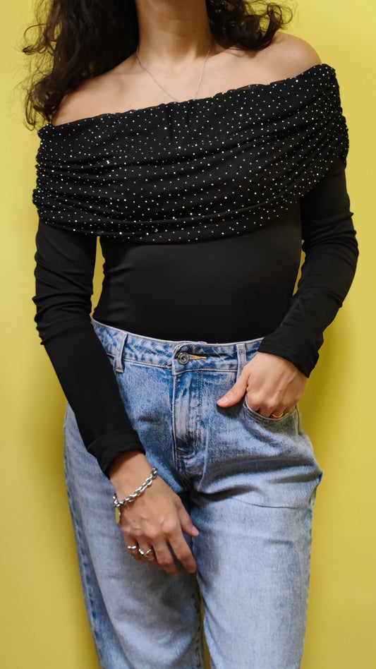 Body con fascia brillantinata