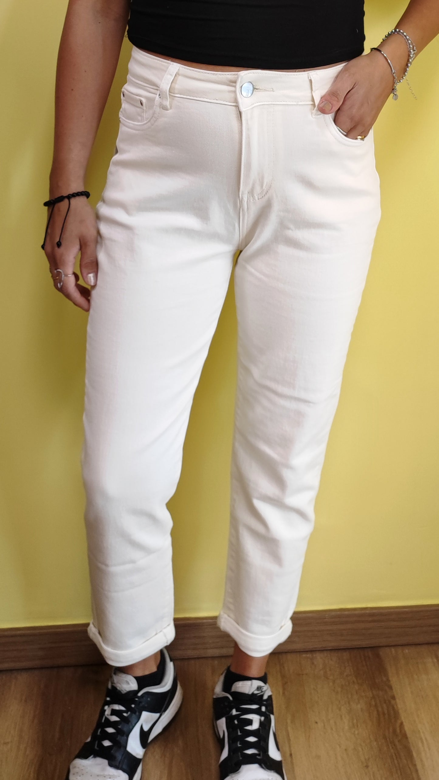 Jeans mom fit crema