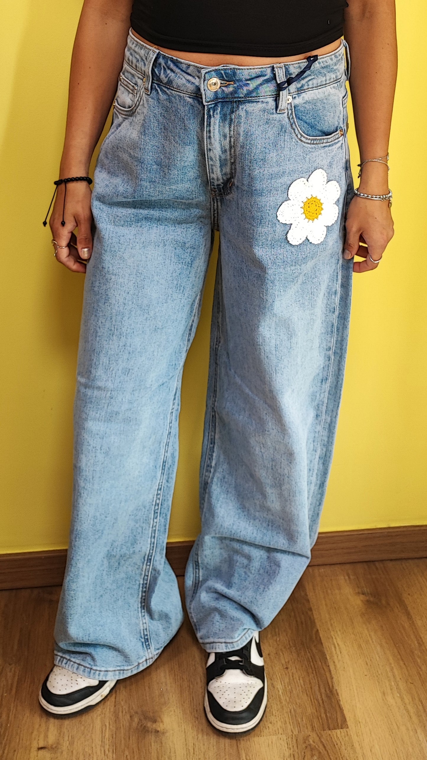 Jeans palazzo margherita uncinetto