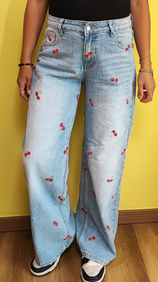 Jeans palazzo ciliegie
