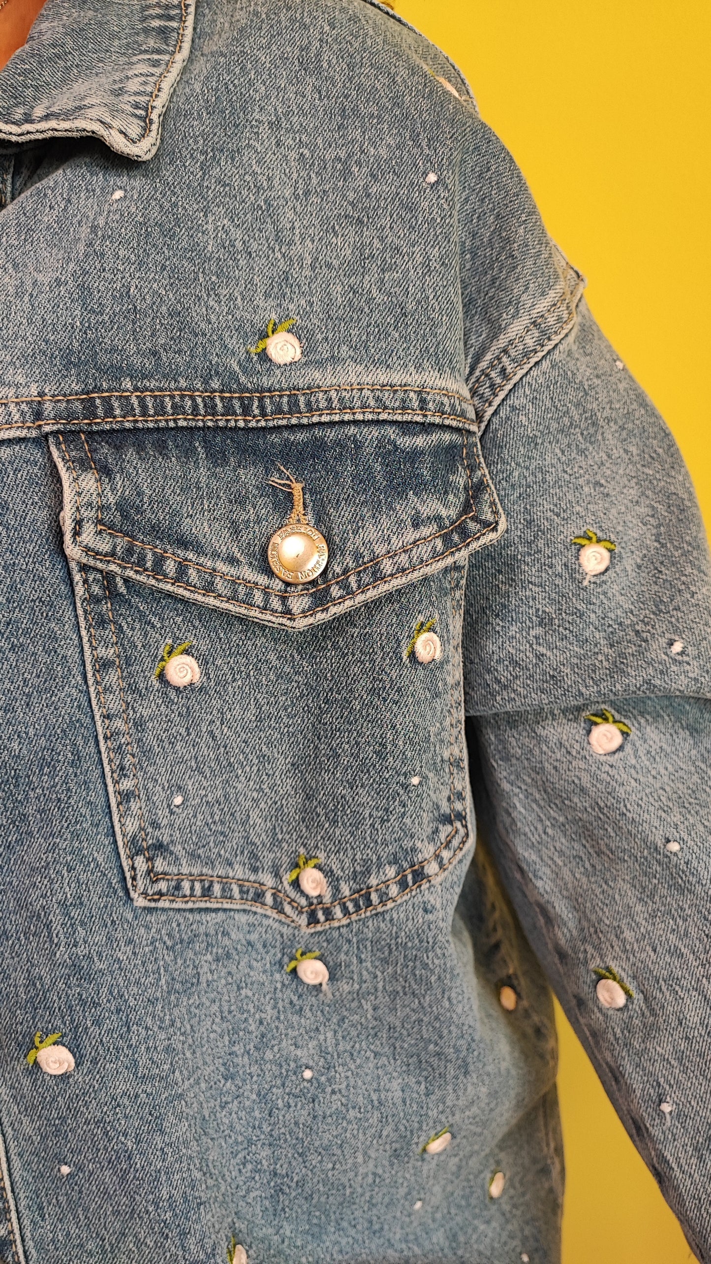 Giacca jeans roselline